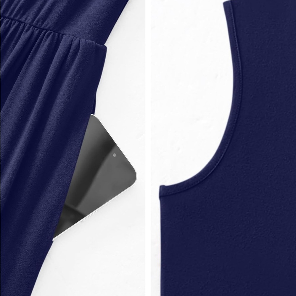 Sz M BTFBM Womens Casual Jumpsuits  crewneck stretchy Dressy Navy  Blue - Picture 4 of 16